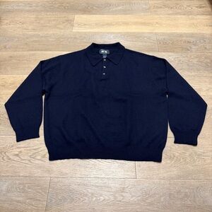 Woods & Gray Sweater Mens XL Navy Blue Cashmere Polo Long Sleeve Pullover